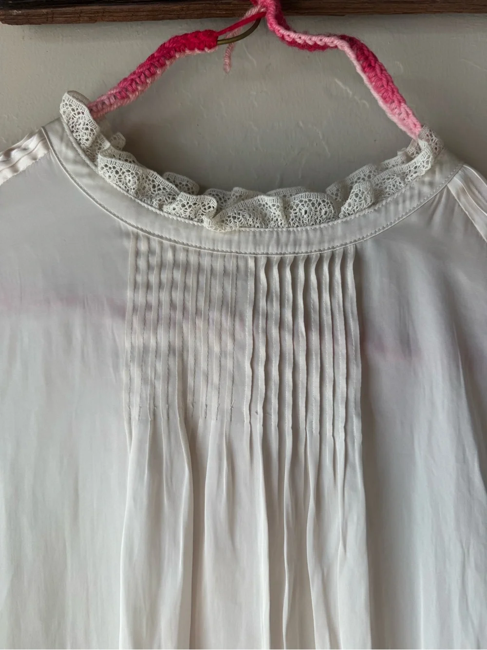J. Crew Ruffle Neck Drapey Blouse Ivory XL